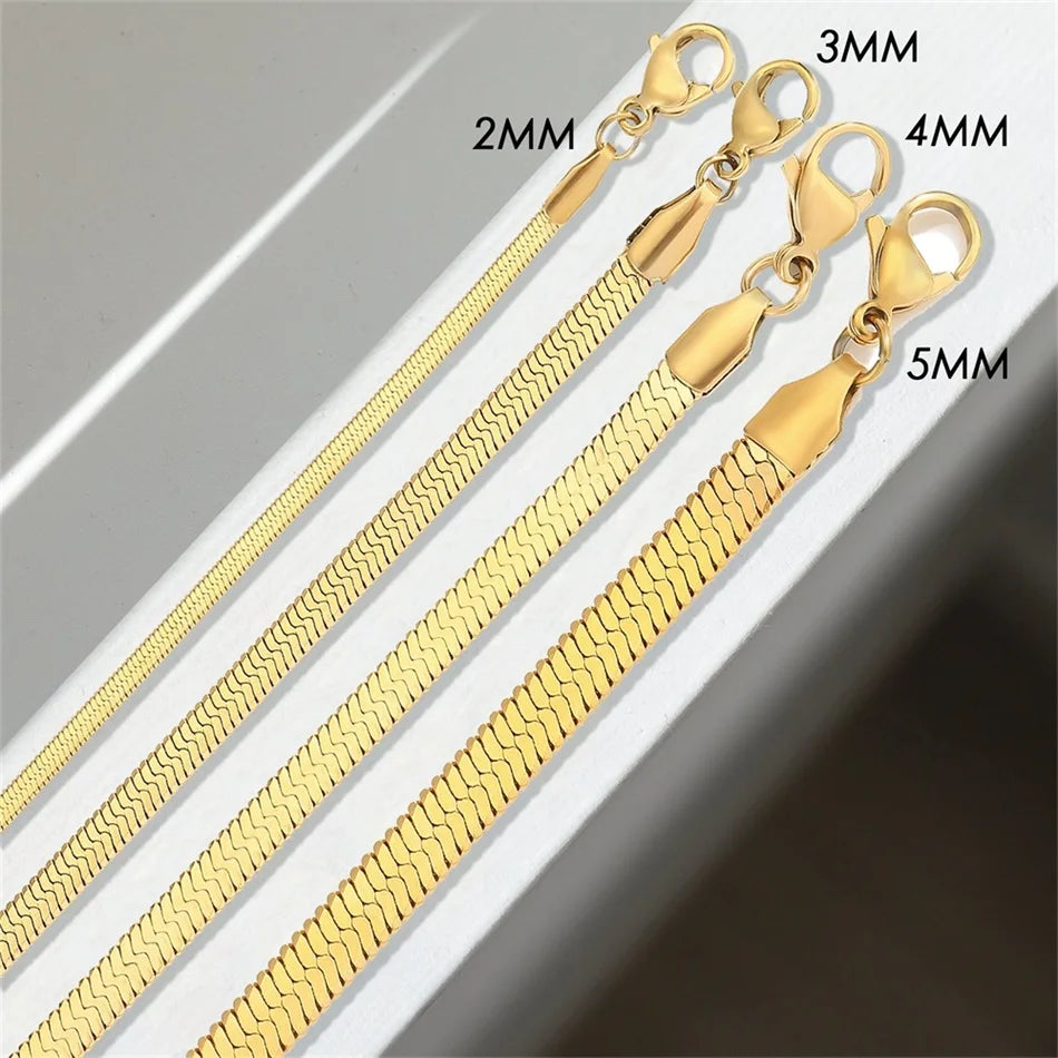 Leixure Supplies Leixure Supplies Stainless Steel Snake Chain Bracelet Gold 2-5mm- Gifts for Men Women