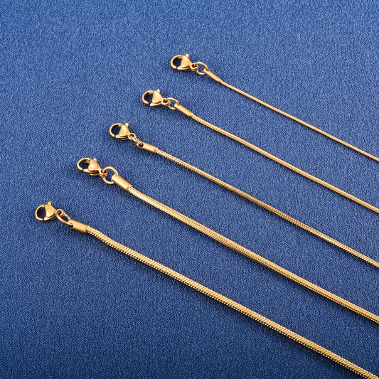 Stainless Steel Square Snake Chain Long Necklace for Women Men Choker on the Neck Collar Gold/Silver Color Jewelry Accessories