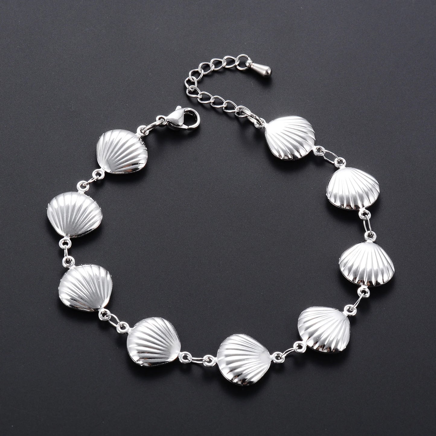 Leixure Supplies Trendy Stainless Steel Shell Chain Bracelet Anklet for Women