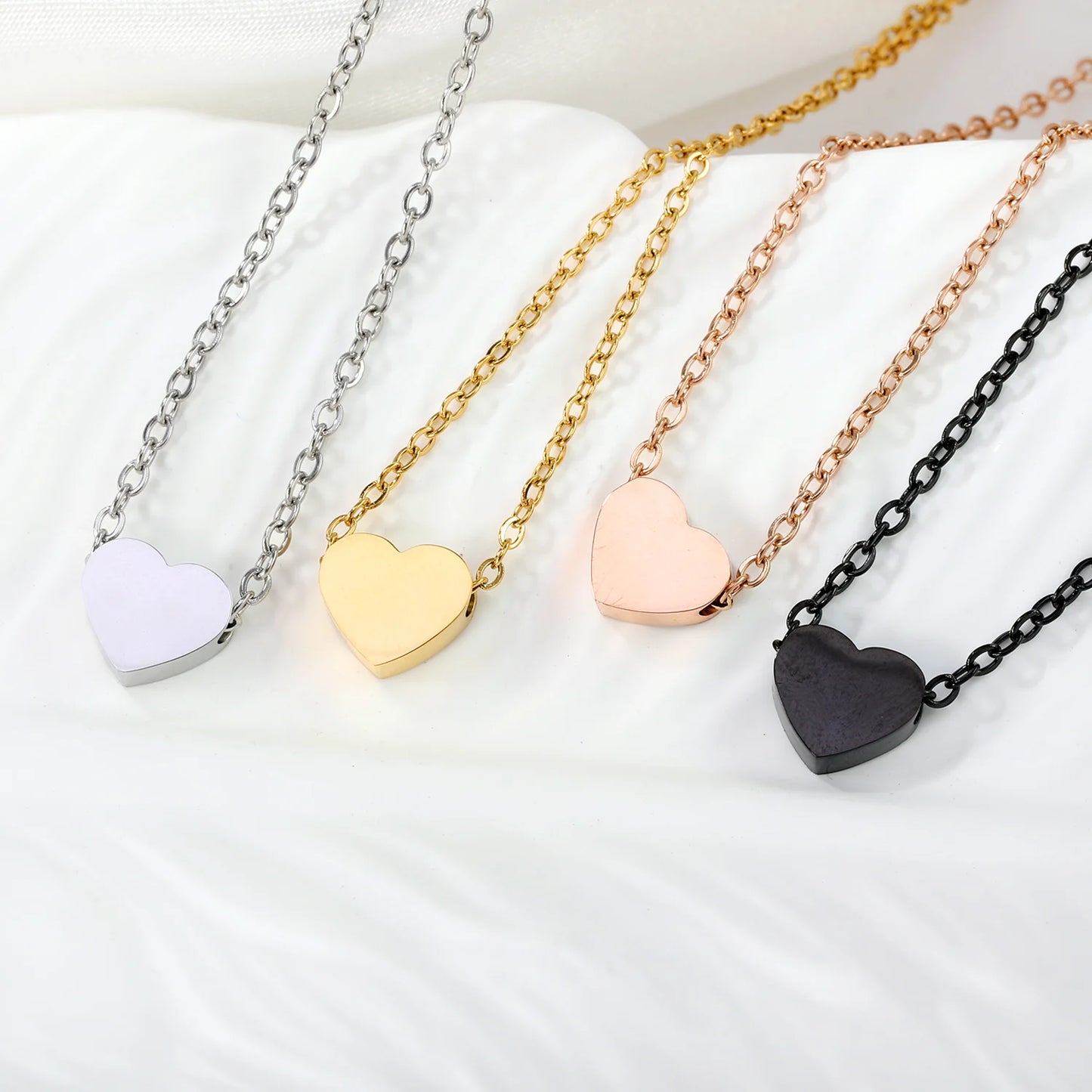 Fashion Collier Simple Heart Girls Pendant Necklace Small Love Shape Stainless Steel Hearts Clavicle Choker Jewelry