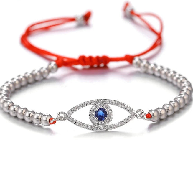 Copper Turkish Evil Eye Bracelet For Woman Micro Pave Zircon Greek Eye Charms Adjustable Chains Bracelet Handmade Jewelry Supplies