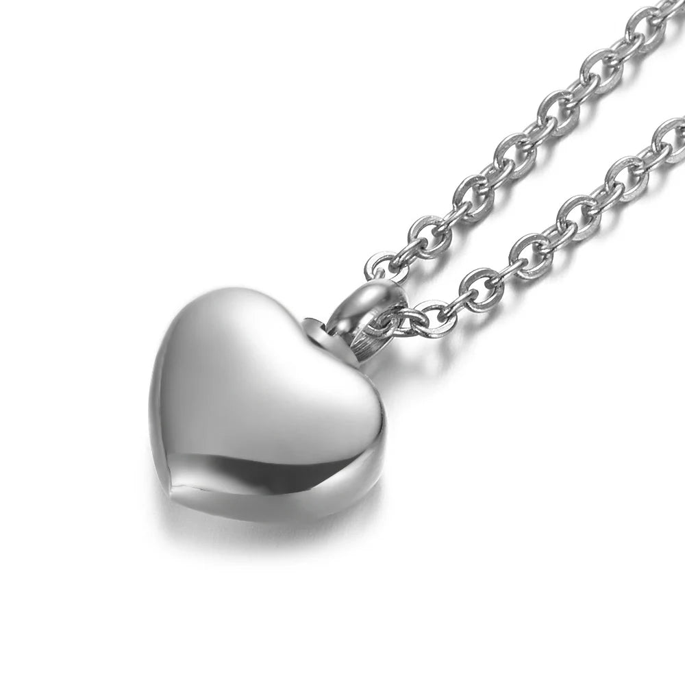 Leixure Supplies Stainless Steel Heart Memorial Urns Openable Pendant Necklace 4 Colors