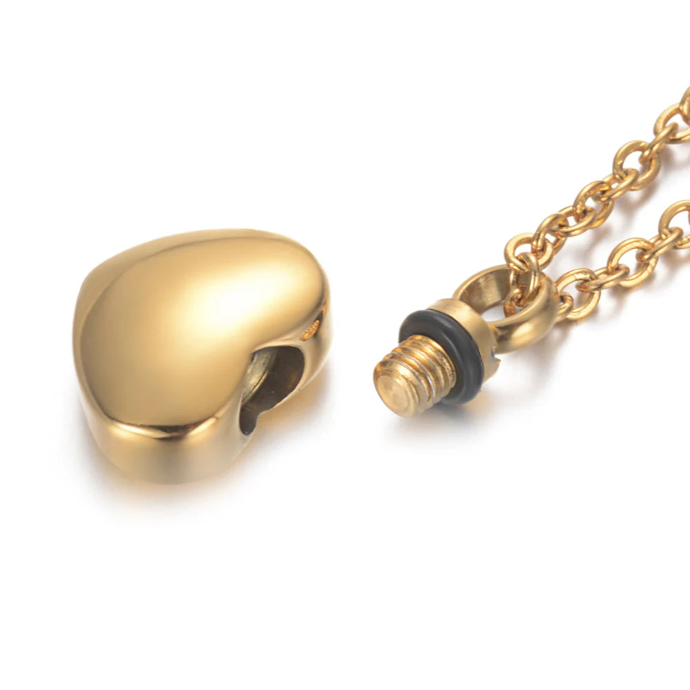 Leixure Supplies Stainless Steel Heart Memorial Urns Openable Pendant Necklace 4 Colors