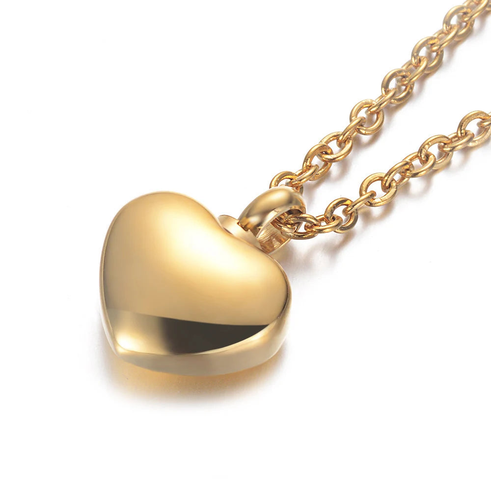 Leixure Supplies Stainless Steel Heart Memorial Urns Openable Pendant Necklace 4 Colors
