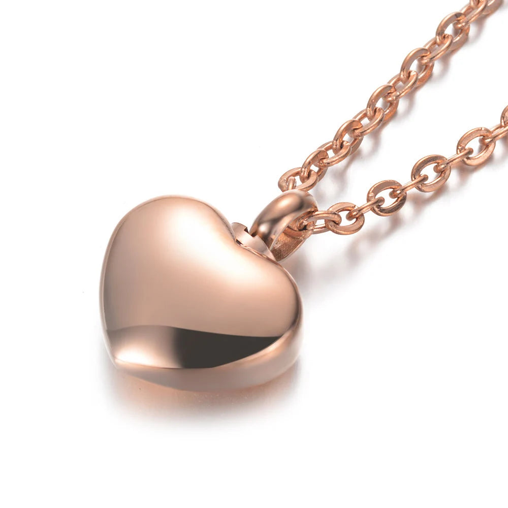 Leixure Supplies Stainless Steel Heart Memorial Urns Openable Pendant Necklace 4 Colors