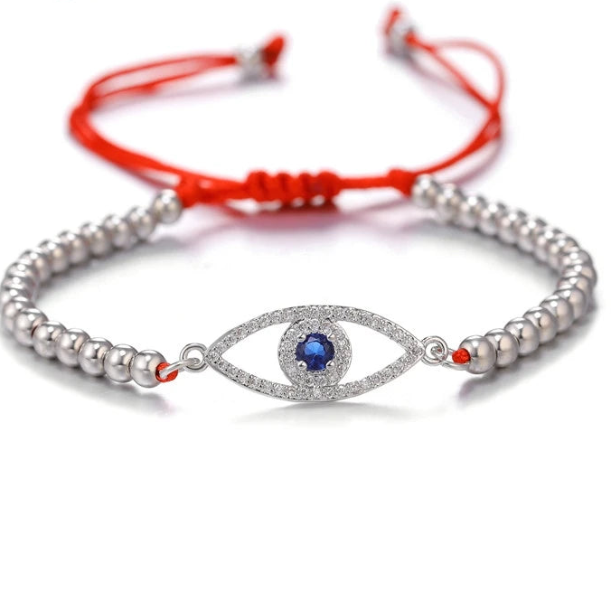 Copper Turkish Evil Eye Bracelet For Woman Micro Pave Zircon Greek Eye Charms Adjustable Chains Bracelet Handmade Jewelry Supplies