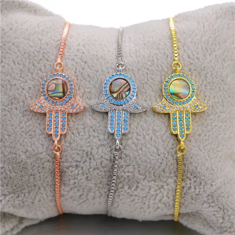 Copper Turkish Evil Eye Bracelet For Woman Micro Pave Zircon Greek Eye Charms Adjustable Chains Bracelet Handmade Jewelry Supplies