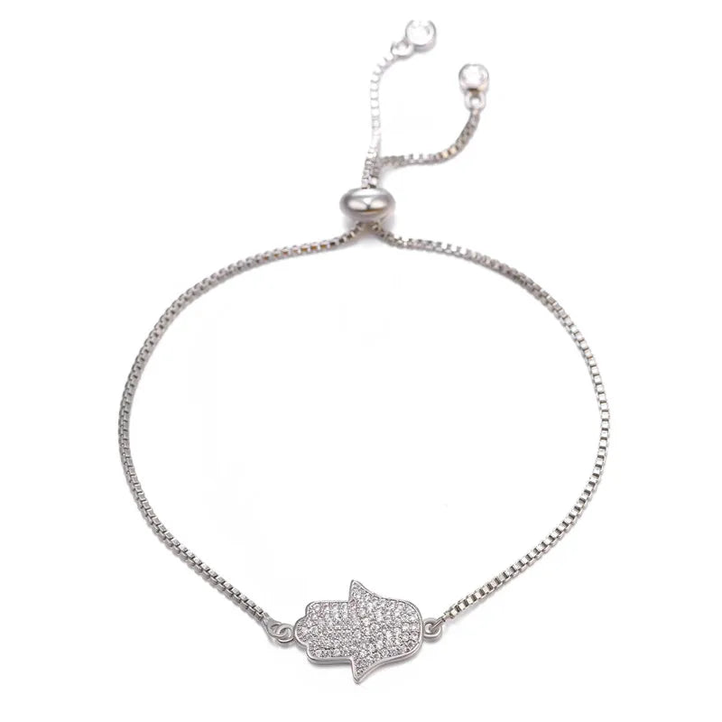 Copper Turkish Evil Eye Bracelet For Woman Micro Pave Zircon Greek Eye Charms Adjustable Chains Bracelet Handmade Jewelry Supplies