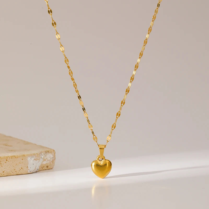 316L Stainless Steel Heart Love Necklace Bracelets Earrings Set For Women New Trendy 18K Gold Plated Waterproof Jewelry