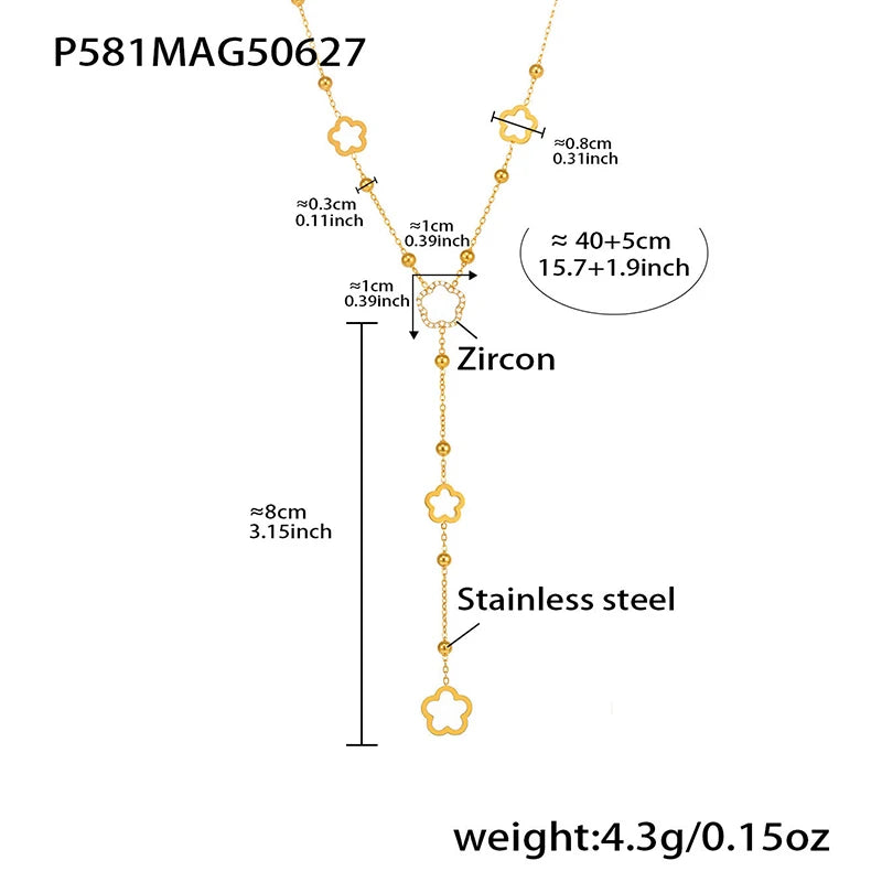 Premium Stainless Steel Long Necklace Trendy Pig Nose Style Y Shape Drop Pendant Waterproof Necklace for Women Girls Jewelry