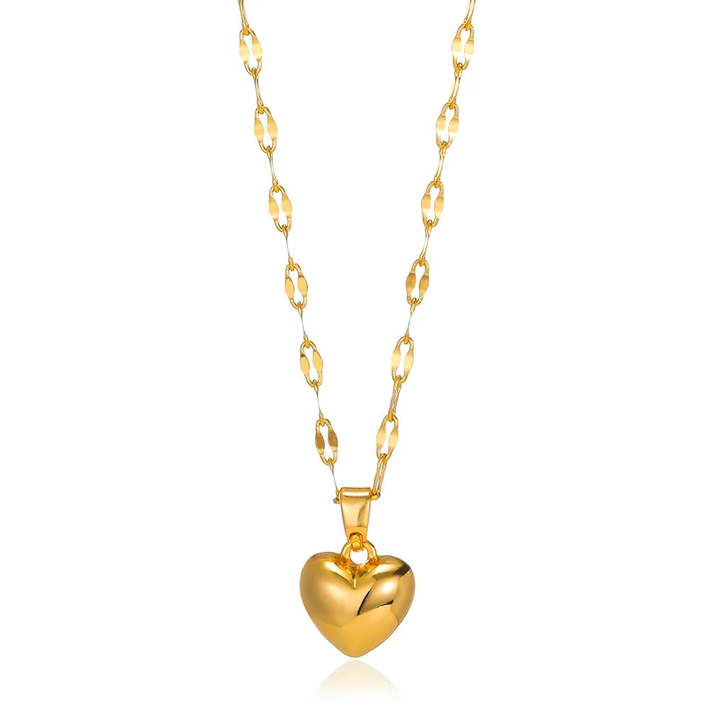 Heart Necklaces For Women Stainless Steel Gold Color Evil Eye Pendant Chain Choker Necklace Wedding Jewerly Gift