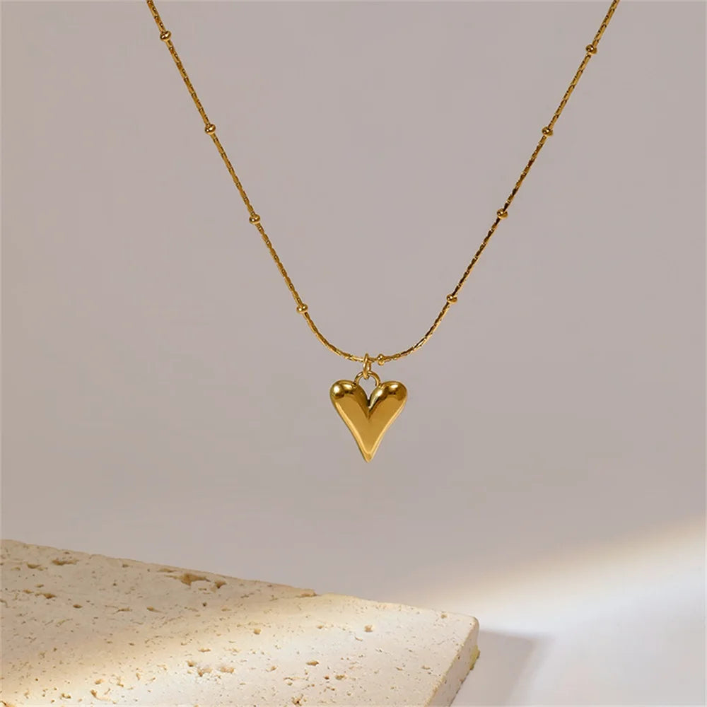 316L Stainless Steel Heart Love Necklace Bracelets Earrings Set For Women New Trendy 18K Gold Plated Waterproof Jewelry