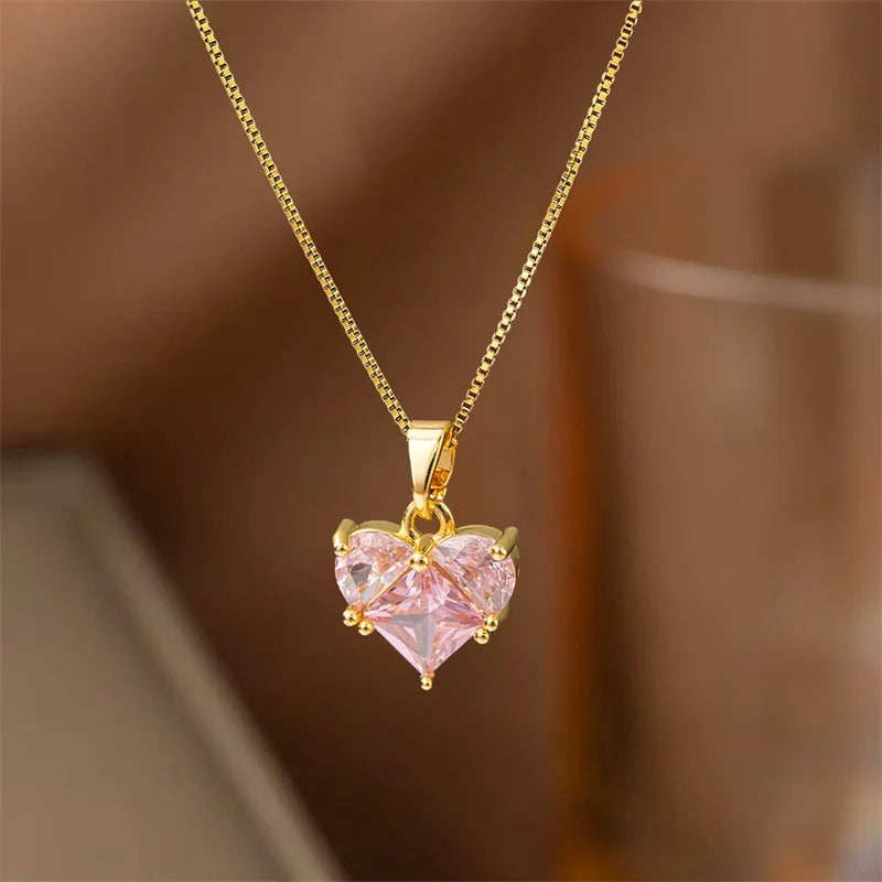 Trendy 316L Stainless Steel Gold Color Flower Floral Pendant Necklace For Women Daily Wear Exquisite Collar Neck Chain Jewelry