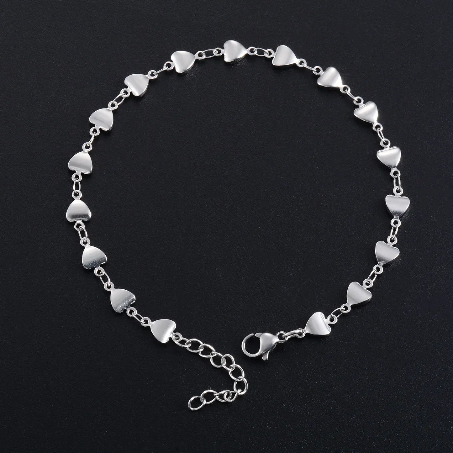 Leixure Supplies Stainless Steel Dainty Heart Chain Bracelet 18K Gold Plated - Choker Jewelry for Women Girl