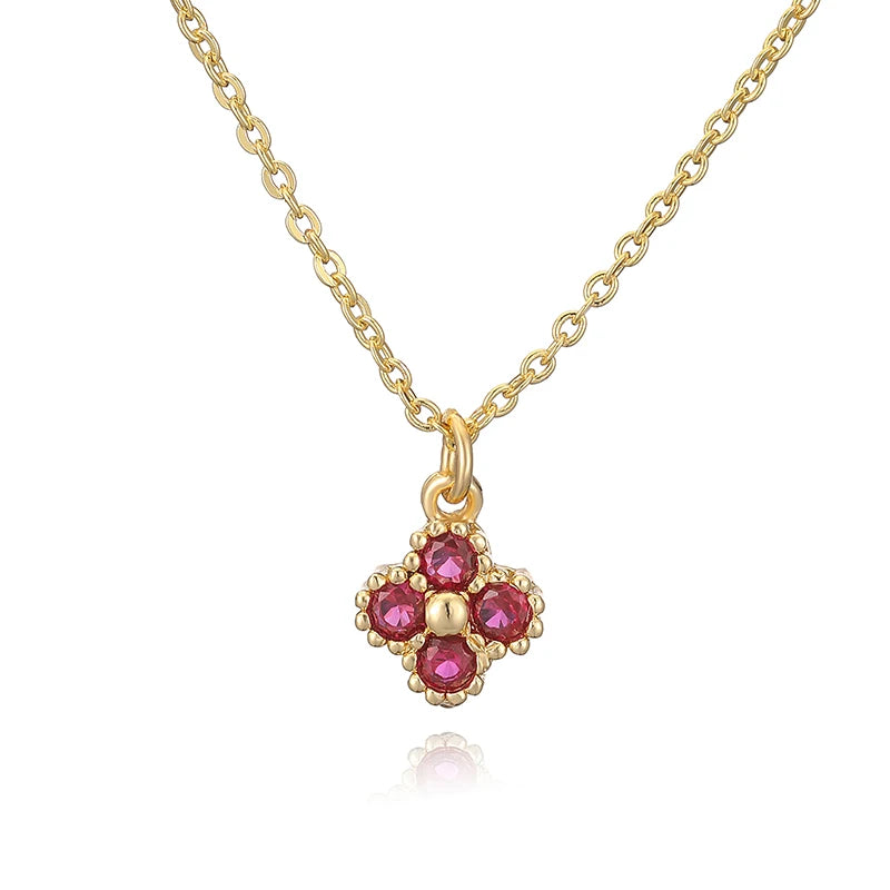 Copper 18K Gold-plated CZ Stone Exquisite And Compact Flower Shaped Women's Necklace Collarbone Chain