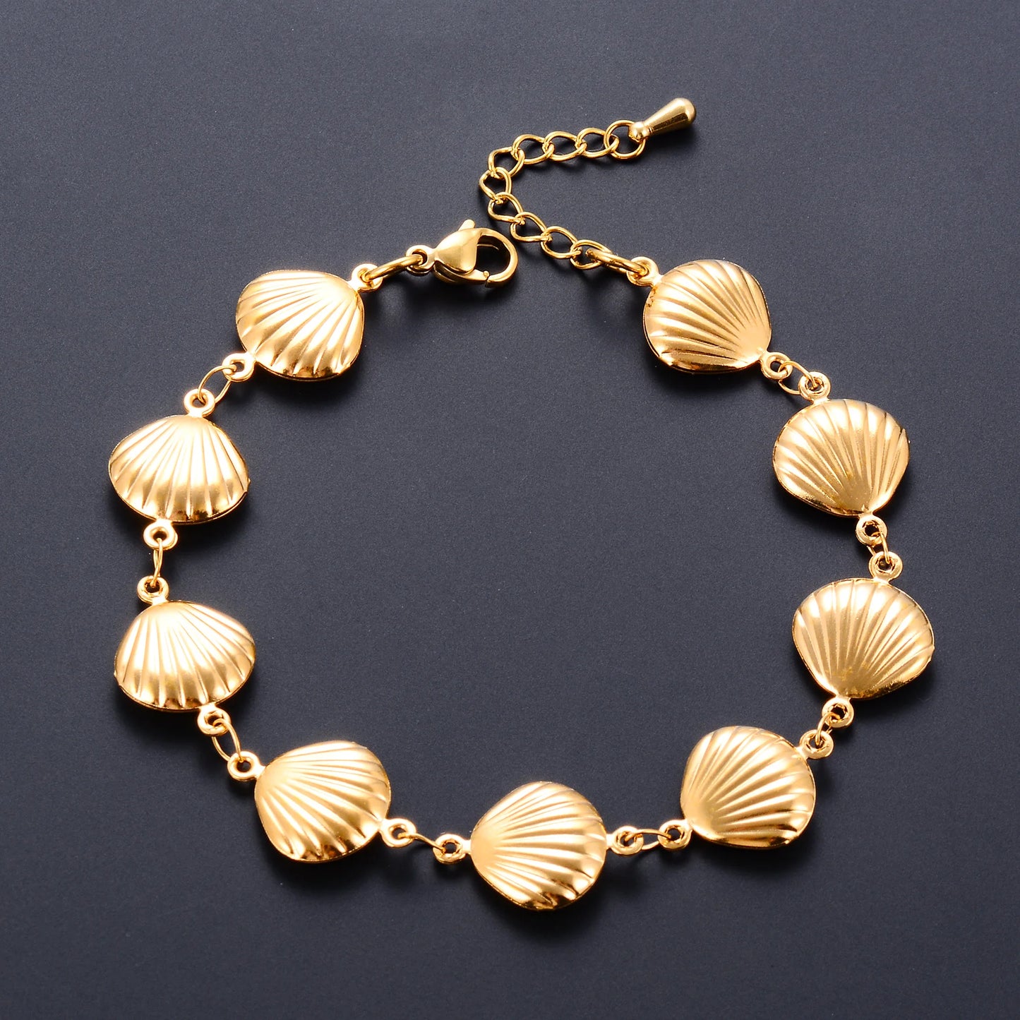 Leixure Supplies Trendy Stainless Steel Shell Chain Bracelet Anklet for Women