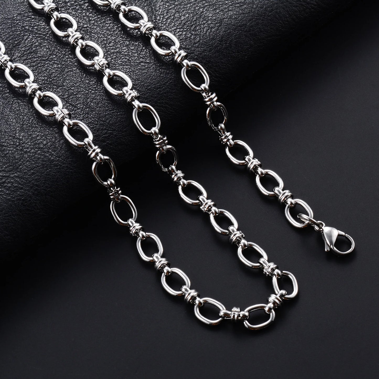 6.5mm Handmade Stainless Steel Link Big Oval Chain Necklace for Women Men Punk Hiphop Boy Chunky Gold Color Choker Metal Jewelry