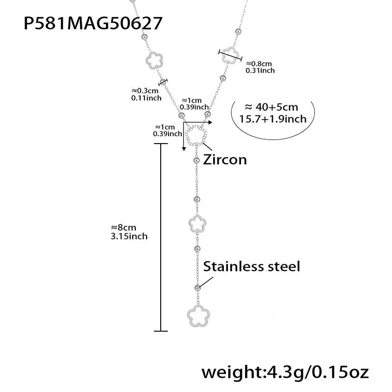 Premium Stainless Steel Long Necklace Trendy Pig Nose Style Y Shape Drop Pendant Waterproof Necklace for Women Girls Jewelry