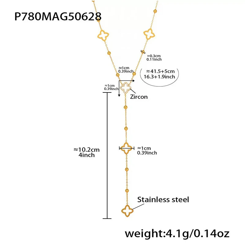 Premium Stainless Steel Long Necklace Trendy Pig Nose Style Y Shape Drop Pendant Waterproof Necklace for Women Girls Jewelry