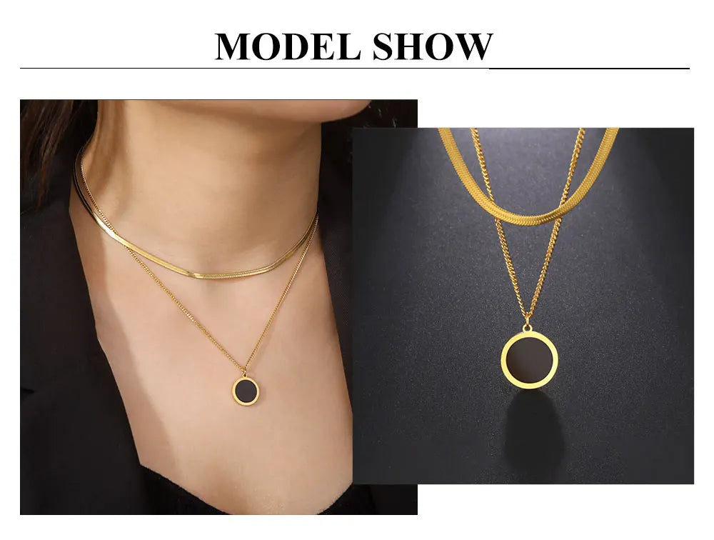 Multilayers Snake Chain Necklace Jewelry for Women Stainless Steel Disc Pendant New in Necklace Mother's Day Gift 2026