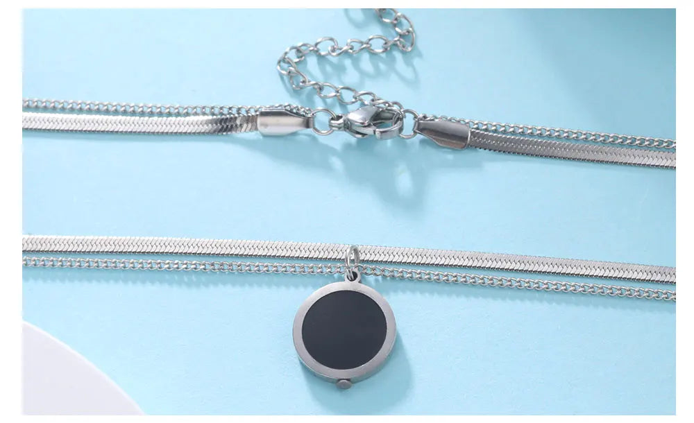 Multilayers Snake Chain Necklace Jewelry for Women Stainless Steel Disc Pendant New in Necklace Mother's Day Gift 2026