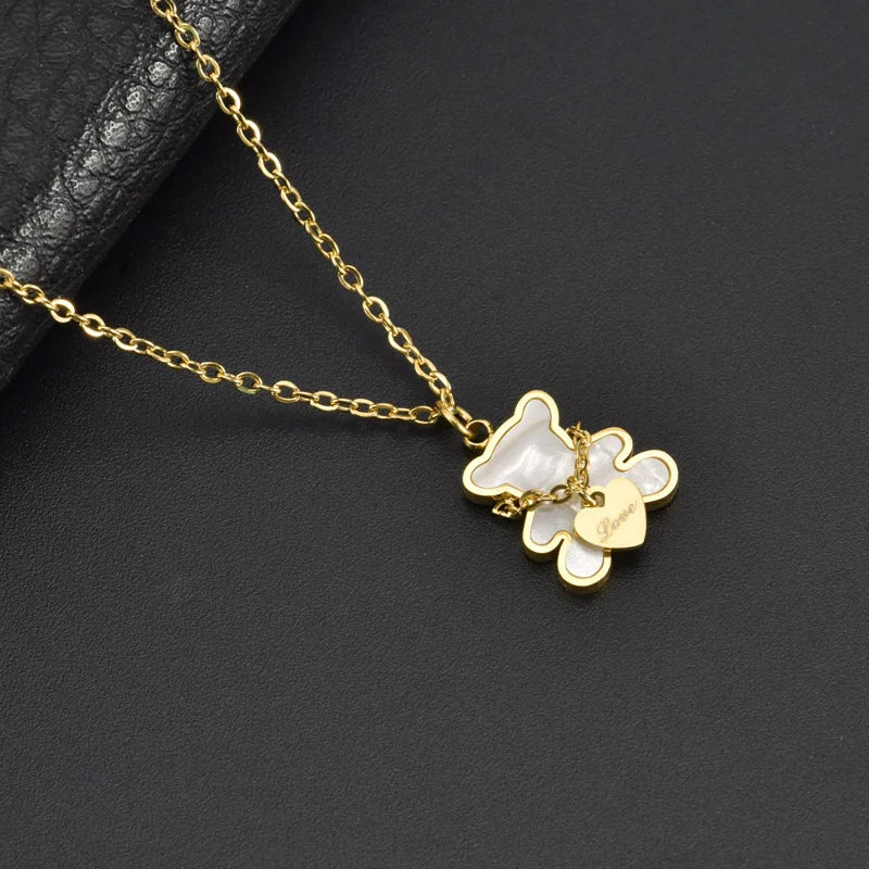 Trendy 316L Stainless Steel Gold Color Flower Floral Pendant Necklace For Women Daily Wear Exquisite Collar Neck Chain Jewelry