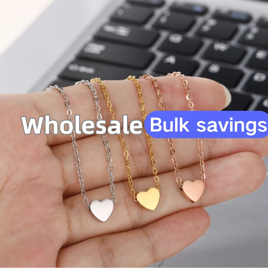 Fashion Collier Simple Heart Girls Pendant Necklace Small Love Shape Stainless Steel Hearts Clavicle Choker Jewelry