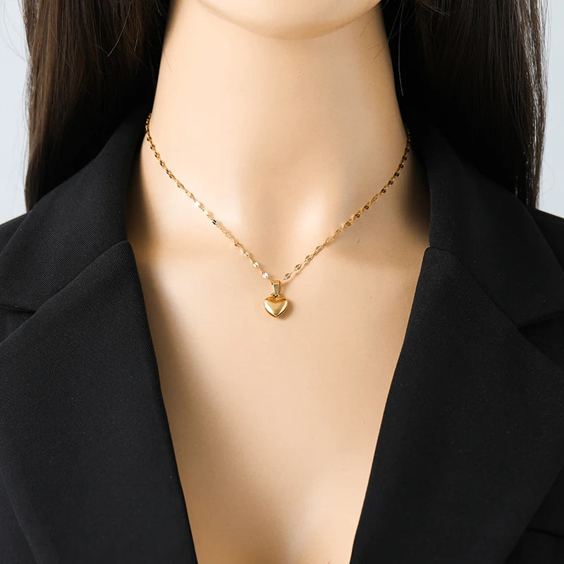 316L Stainless Steel Heart Love Necklace Bracelets Earrings Set For Women New Trendy 18K Gold Plated Waterproof Jewelry