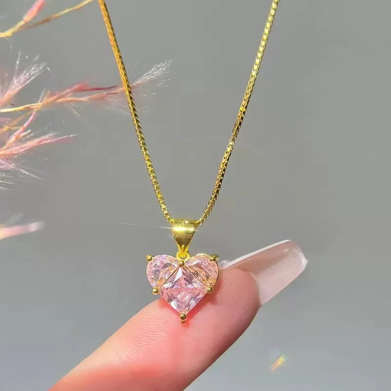 Trendy 316L Stainless Steel Gold Color Flower Floral Pendant Necklace For Women Daily Wear Exquisite Collar Neck Chain Jewelry