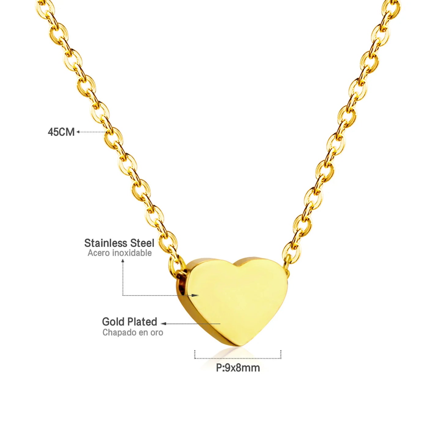 Fashion Collier Simple Heart Girls Pendant Necklace Small Love Shape Stainless Steel Hearts Clavicle Choker Jewelry