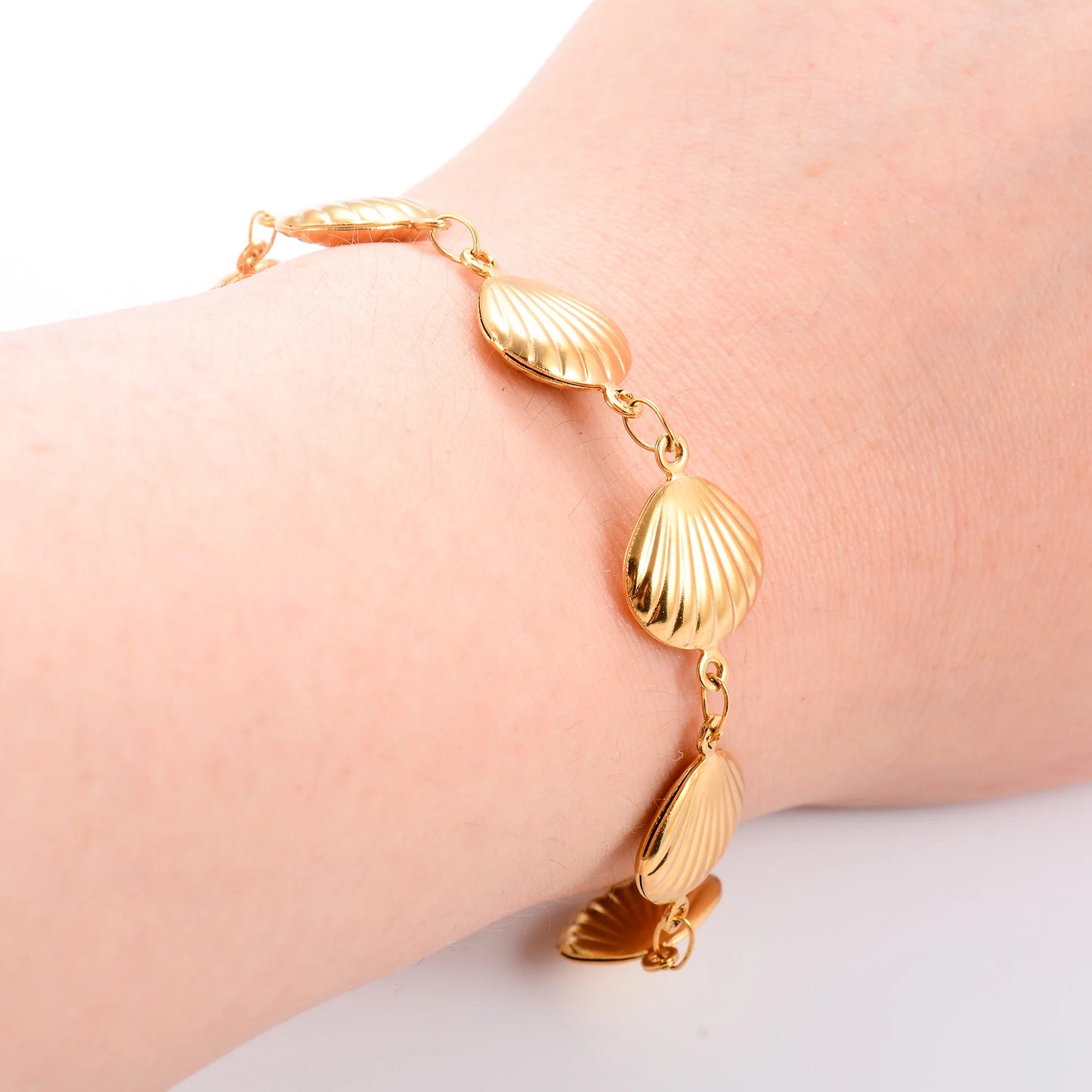 Leixure Supplies Trendy Stainless Steel Shell Chain Bracelet Anklet for Women