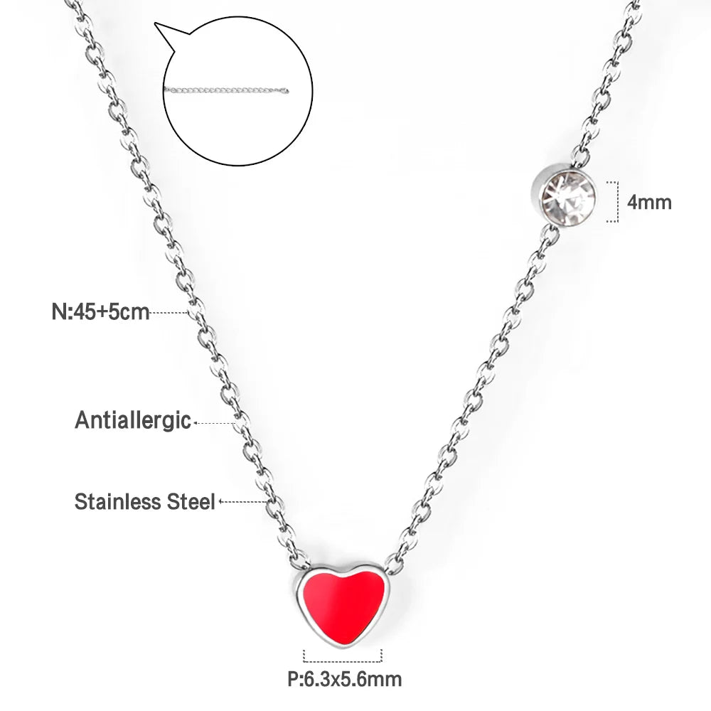 Fashion Collier Simple Heart Girls Pendant Necklace Small Love Shape Stainless Steel Hearts Clavicle Choker Jewelry