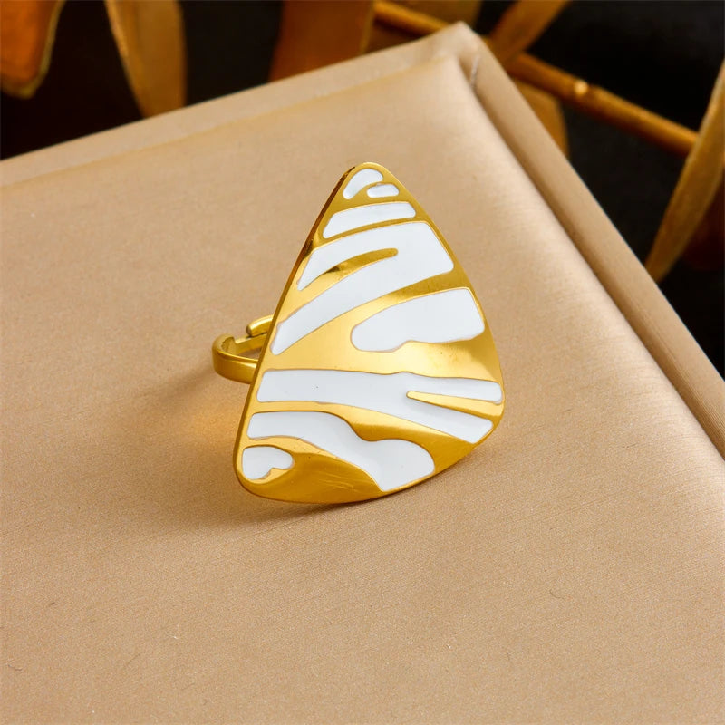 316L Stainless Steel White Tiger Stripe Necklace Earrings Ring Suit For Women Girls New Party Gift Fashion Jewelry Set