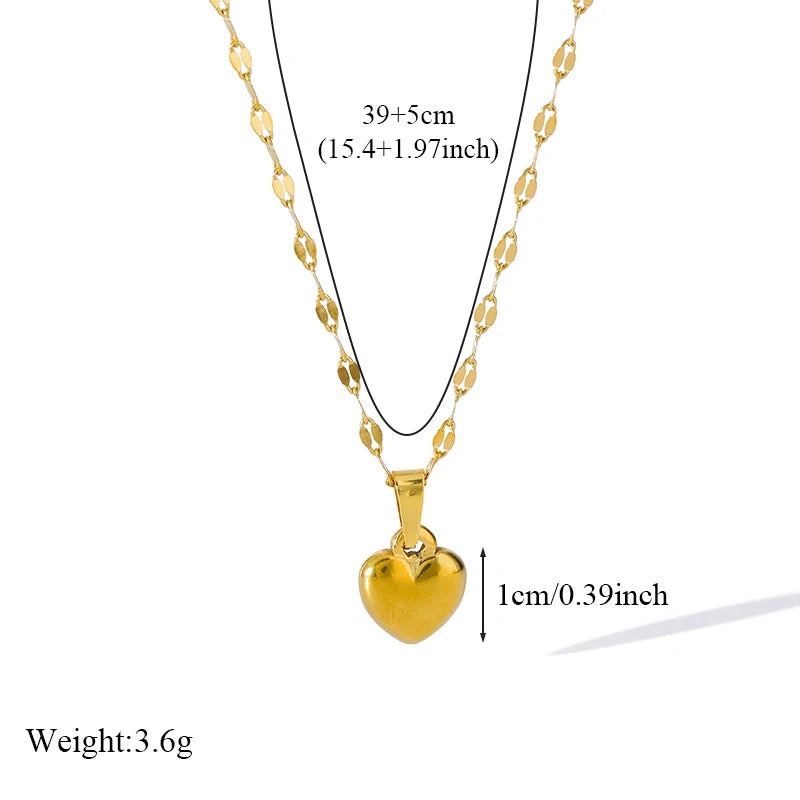 316L Stainless Steel Heart Love Necklace Bracelets Earrings Set For Women New Trendy 18K Gold Plated Waterproof Jewelry