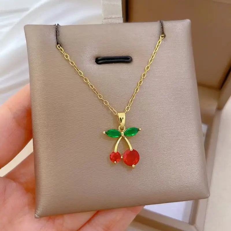 Trendy 316L Stainless Steel Gold Color Flower Floral Pendant Necklace For Women Daily Wear Exquisite Collar Neck Chain Jewelry