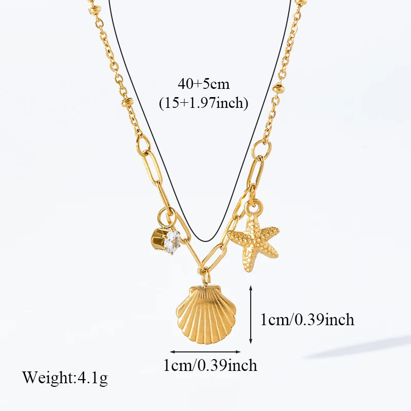 Trendy 316L Stainless Steel Gold Color Flower Floral Pendant Necklace For Women Daily Wear Exquisite Collar Neck Chain Jewelry