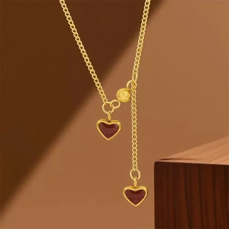 Trendy 316L Stainless Steel Gold Color Flower Floral Pendant Necklace For Women Daily Wear Exquisite Collar Neck Chain Jewelry