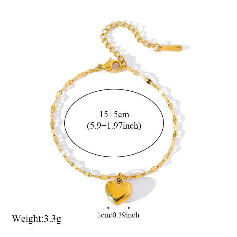 316L Stainless Steel Heart Love Necklace Bracelets Earrings Set For Women New Trendy 18K Gold Plated Waterproof Jewelry
