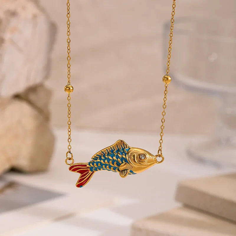 Trendy 316L Stainless Steel Gold Color Flower Floral Pendant Necklace For Women Daily Wear Exquisite Collar Neck Chain Jewelry