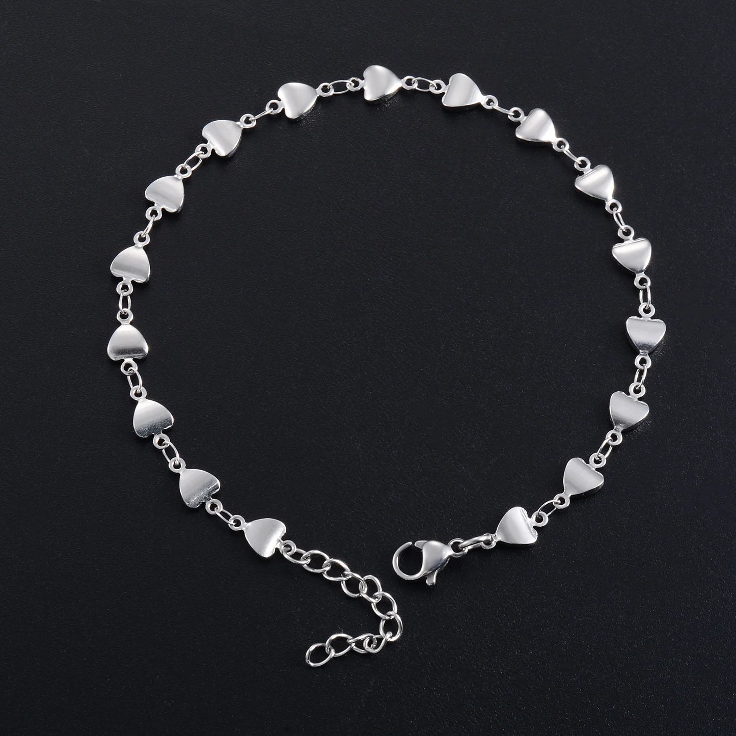 Leixure Supplies Stainless Steel Dainty Heart Chain Bracelet 18K Gold Plated - Choker Jewelry for Women Girl