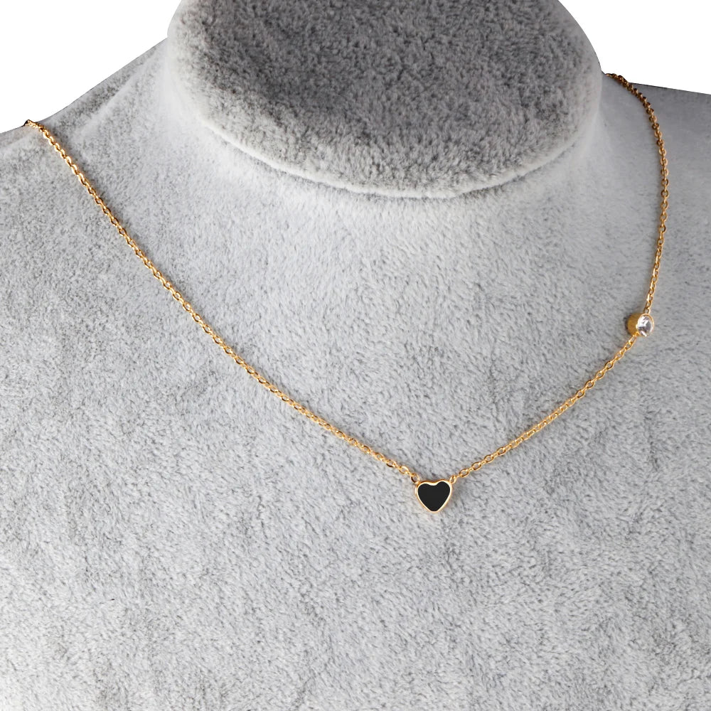 Fashion Collier Simple Heart Girls Pendant Necklace Small Love Shape Stainless Steel Hearts Clavicle Choker Jewelry