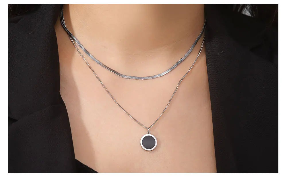 Multilayers Snake Chain Necklace Jewelry for Women Stainless Steel Disc Pendant New in Necklace Mother's Day Gift 2026