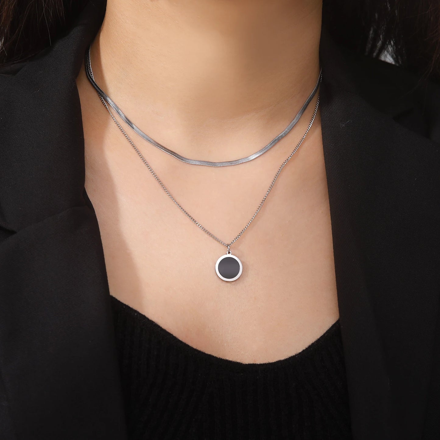 Multilayers Snake Chain Necklace Jewelry for Women Stainless Steel Disc Pendant New in Necklace Mother's Day Gift 2026