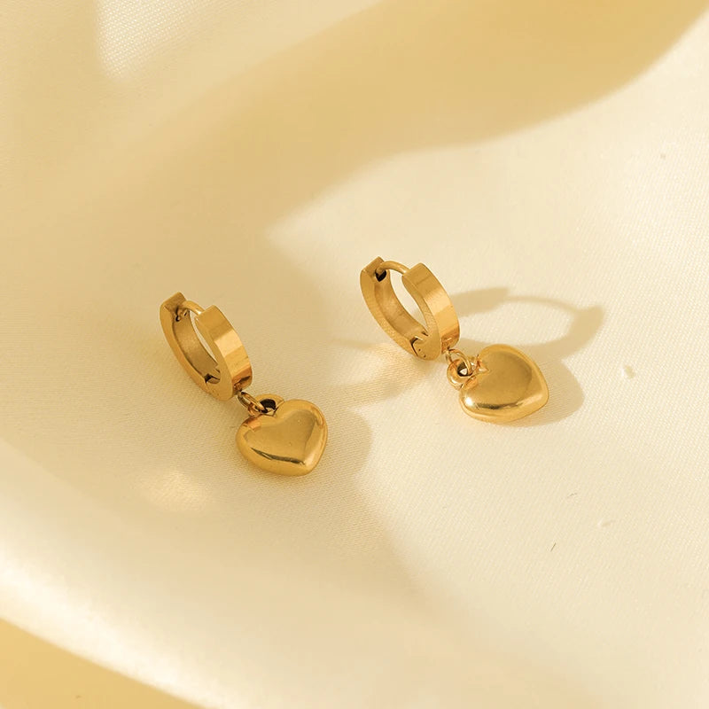 316L Stainless Steel Heart Love Necklace Bracelets Earrings Set For Women New Trendy 18K Gold Plated Waterproof Jewelry