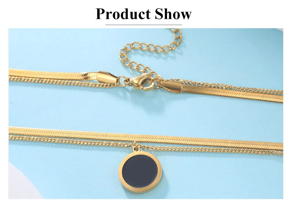 Multilayers Snake Chain Necklace Jewelry for Women Stainless Steel Disc Pendant New in Necklace Mother's Day Gift 2026