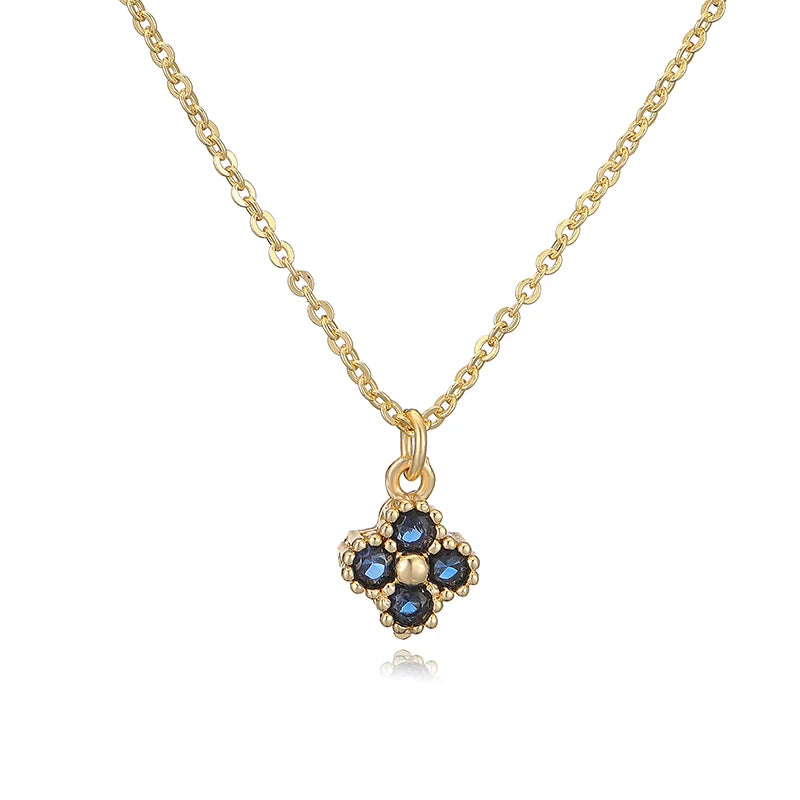 Copper 18K Gold-plated CZ Stone Exquisite And Compact Flower Shaped Women's Necklace Collarbone Chain