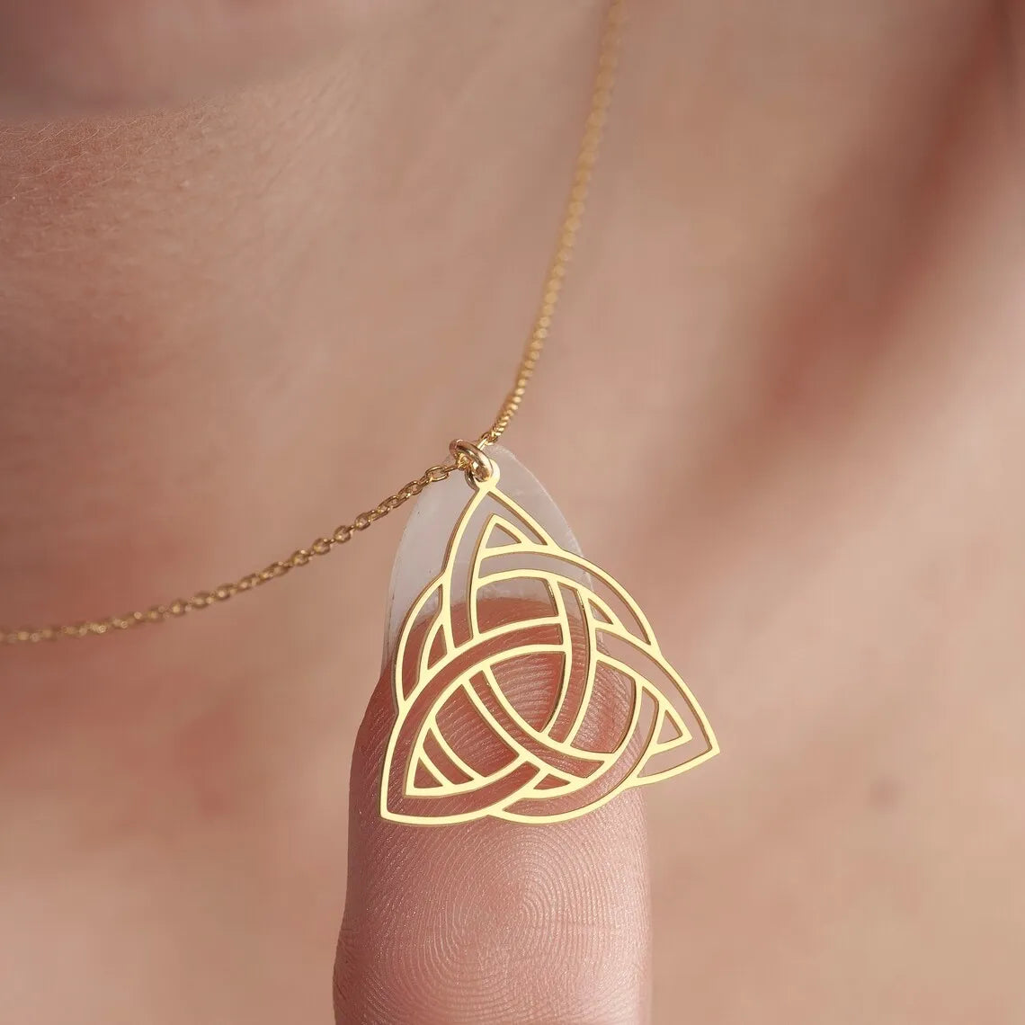 Viking Celtics Knot Geometric Pendant Necklace for Women Men Stainless Steel Gold Color Witch Triquetra Amulet Chain Jewelry