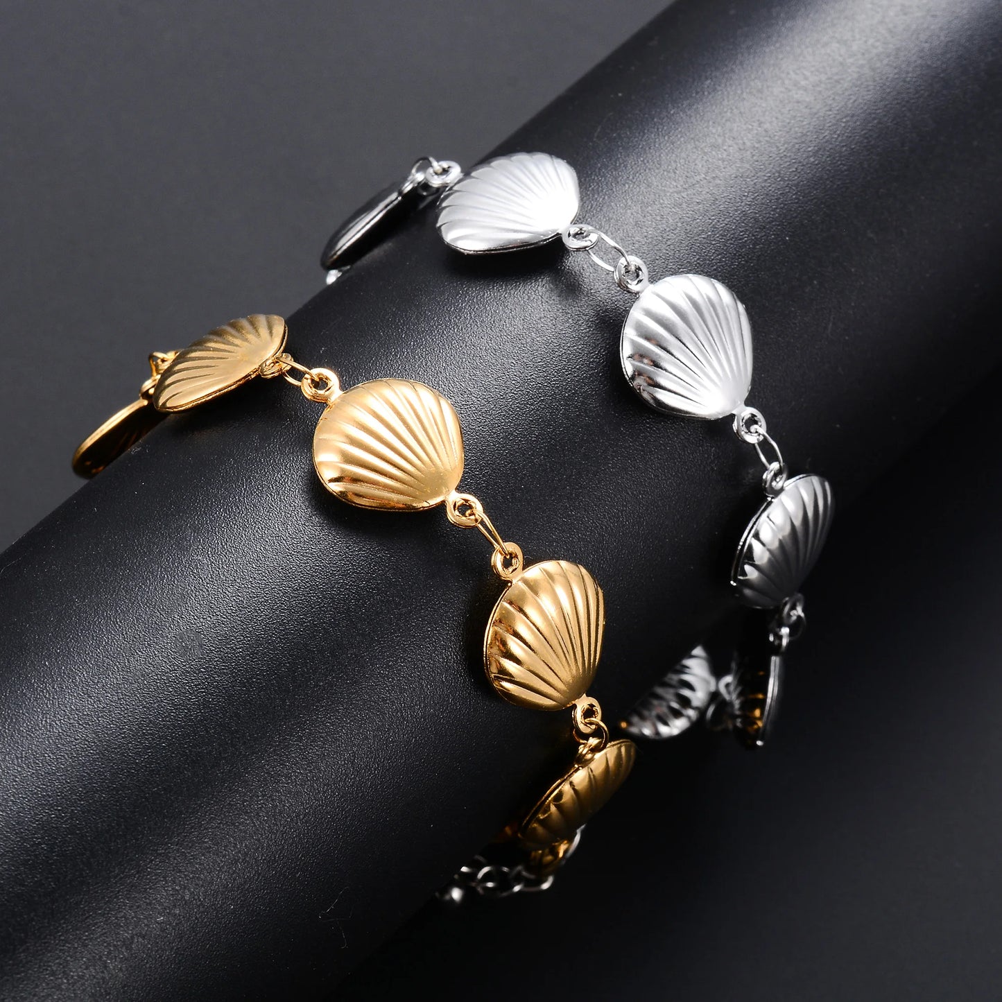 Leixure Supplies Trendy Stainless Steel Shell Chain Bracelet Anklet for Women