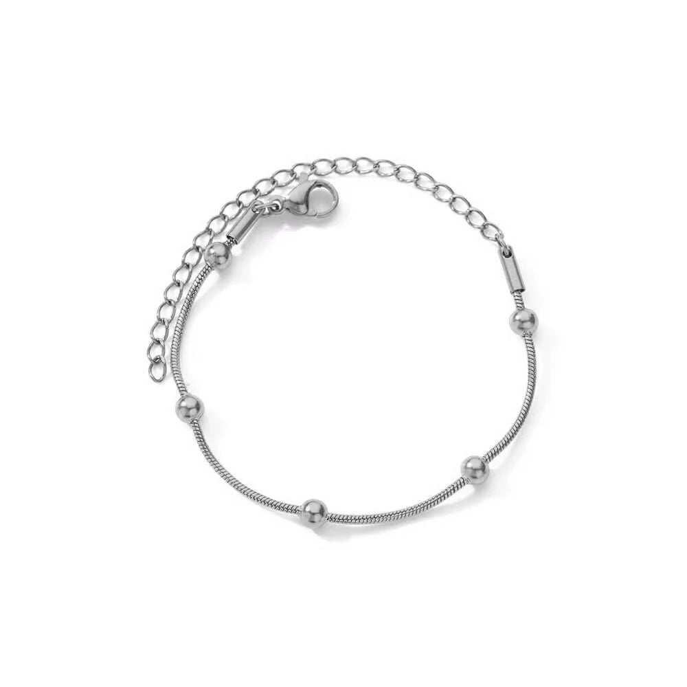 Leixure Supplies Stainless Steel Beaded Round Snake Chain Gold color Bracelets For Women - Jelwery Gifts