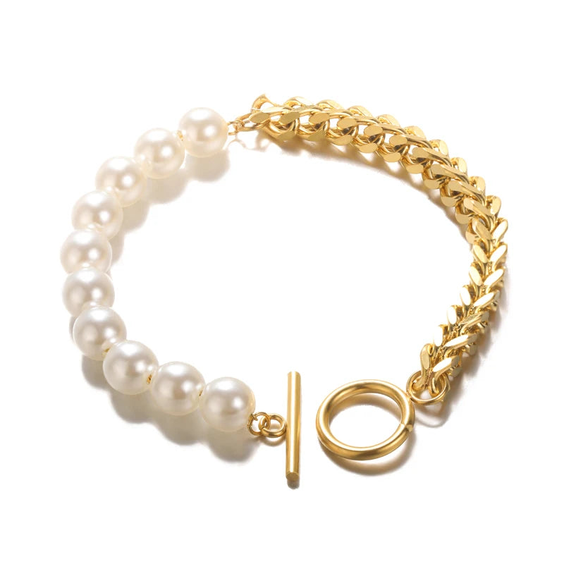 Leixure Supplies Stainless Steel Beaded Round Snake Chain Gold color Bracelets For Women - Jelwery Gifts